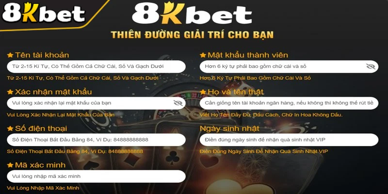 Hoàn thiện trung thực form hướng dẫn để tạo tài khoản thành công